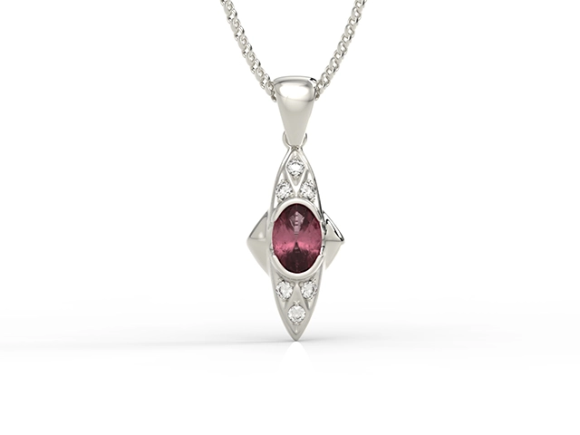 Wisiorek z białego złota z rubinem i diamentami 0,06 ct model APWm-80B