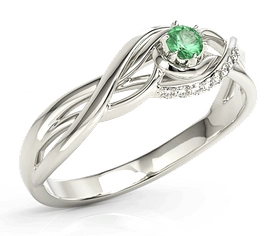 Pierścionek z białego złota ze szmaragdem i brylantami BP-71B-SZM/D