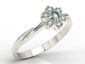 Pierścionek z białego złota ze topaz Swarovski Ice Blue i brylantami AP-68B