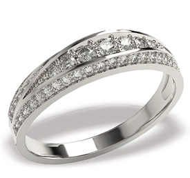 Pierścionek z białego złota z diamentami LP-49B