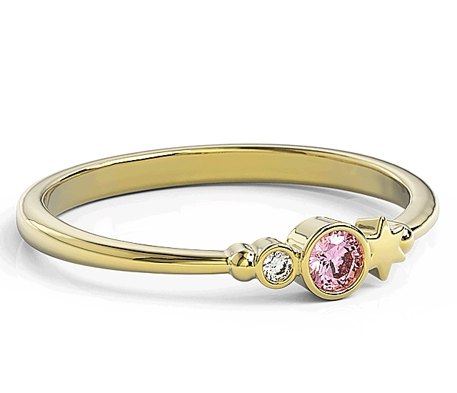 Pierścionek z żółtego złota z cyrkoniami Swarovski Róż BP-6711Z-C/PINK