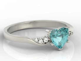Pierścionek z białego złota z topazem Swarovski Blue i cyrkoniami LP-70B