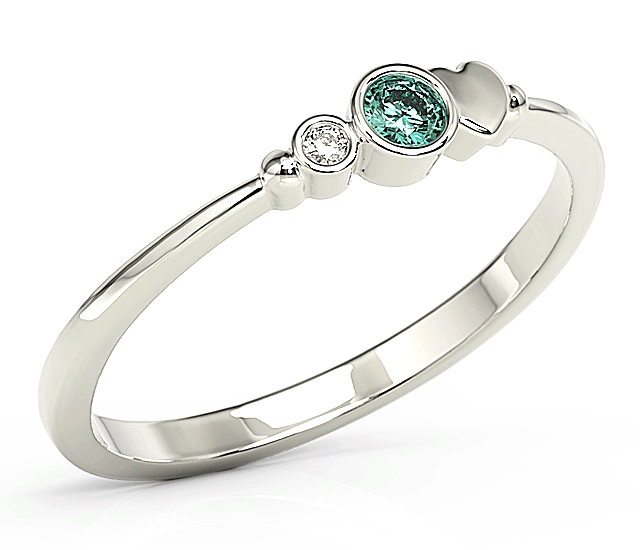 Pierścionek z białego złota z cyrkoniami Swarovski mietową i białą BP-6809B-C