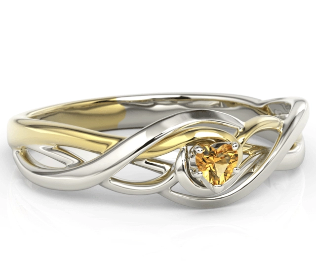 Pierścionek z białego i żółtego złota topazem Swarovski BP-74BZ