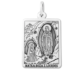 Medalik prostokątny srebrny z wizerunkiem Matki Bożej z Lourdes _03
