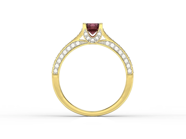 Pierścionek z żółtego złota z rubinem i brylantami 0,42 ct wzór LP-50Z-R