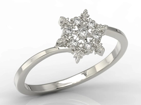 Pierścionek śnieżynka z diamentami LP-8608B