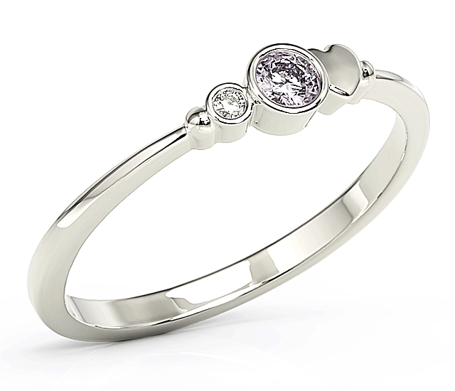 Pierścionek z białego złota z cyrkoniami lavendową i białą Swarovski BP-6811B-C