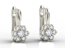 Kolczyki z białego złota z cyrkoniami lawendowymi i białymi APK-68B-C