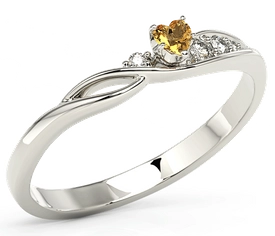 Pierścionek z białego złota z topazem Swarovski Honey i cyrkoniami BP-81B-TOP-HON/C