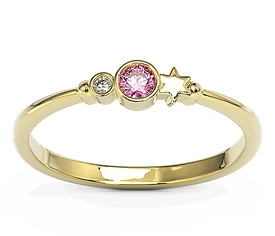 Pierścionek z żółtego złota z cyrkoniami Swarovski Róż BP-6711Z-C/PINK