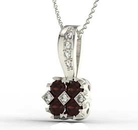 Wisiorek z białego złota z granatami i diamentami JPW-56B