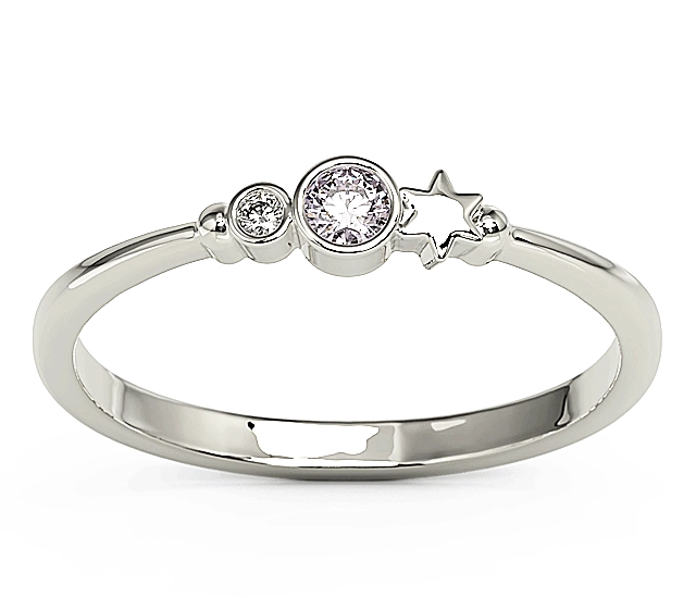 Pierścionek z białego złota z cyrkoniami Swarovski Lawenda BP-6709B-C/LAV
