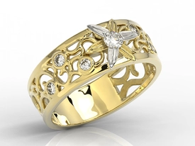 Pierścionek z żółtego i białego złota z diamentami LP-43ZB