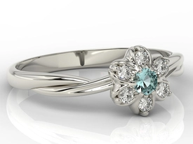 Pierścionek z białego złota ze topaz Swarovski Ice Blue i brylantami AP-68B