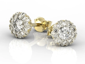 Kolczyki z żółtego i białego złota APK-42ZB z diamentami.