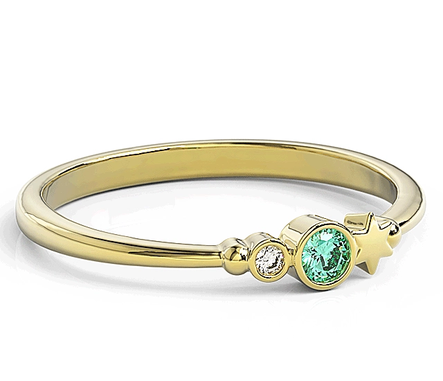 Pierścionek z żółtego złota z cyrkoniami Swarovski Mięta BP-6709Z-C/MINT