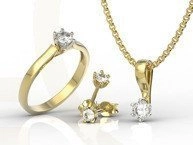 Zestaw: pierścionek, kolczyki i wisiorek z żółtego i białego złota z brylantami LP-8027ZB-ZEST - 1,08 ct