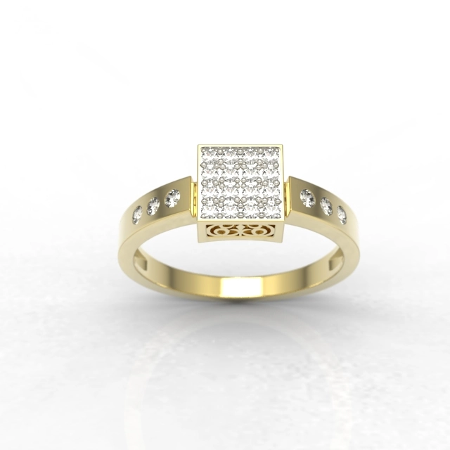 Pierścionek z żółtego złota z diamentami LP-89Z-R