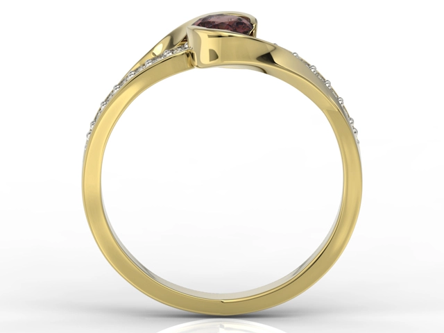 Pierścionek z żółtego złota z granatem i diamentami model AP-6139Z-R
