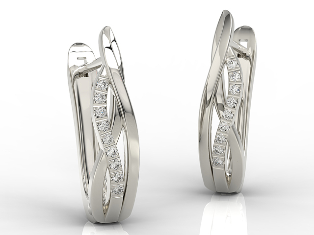 Kolczyki z białego złota z model LPK-73B diamentami 0,09 ct