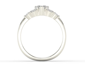 Pierścionek z białego złota z białym topazem Swarovski i diamentami BP-54B