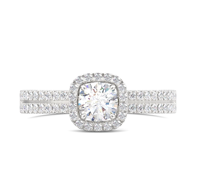 Pierścionek z białego złota z białym topazem Swarovski i diamentami BP-52B