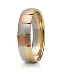 Obrączka z żółtego, białego i czerwonego złota ST-101ZBC-k
