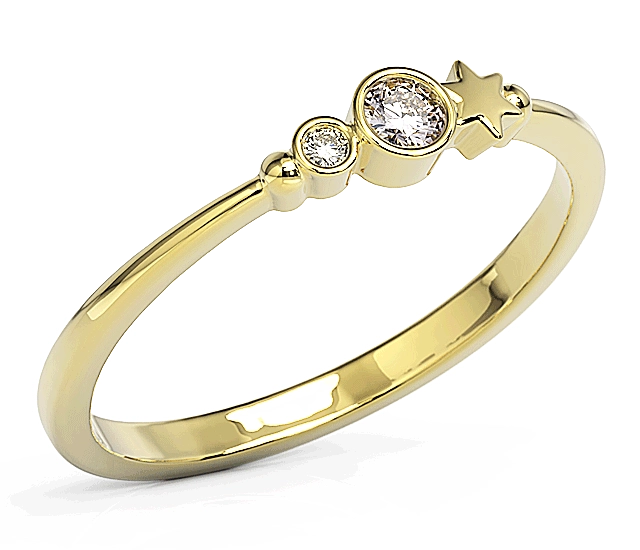 Pierścionek z żółtego złota z cyrkoniami Swarovski Lawenda BP-6709Z-C/LAV