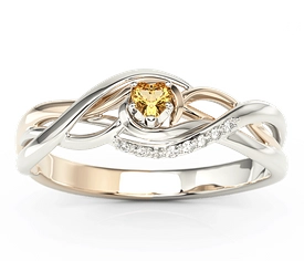 Pierścionek z białego i różowego złota z topazem miodowym Swarovski i cyrkoniami BP-73B-TOP-HON/C