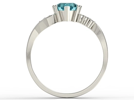 Pierścionek z białego złota z topazem Swarovski Blue i cyrkoniami LP-70B