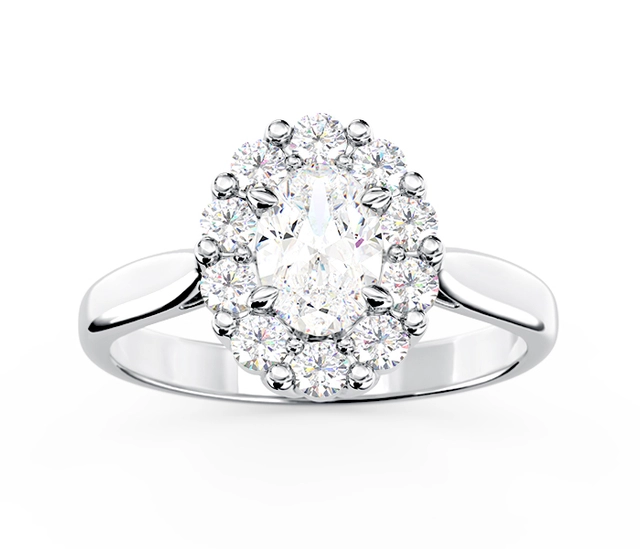 Pierścionek zaręczynowy z białym topazem Swarovski i cyrkoniami BP-57B-C