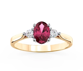 Pierścionek z żółtego i białego złota z rubinem i brylantami AP-31ZB