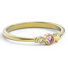 Pierścionek z żółtego złota z cyrkoniami Swarovski Różowy BP-6709Z-C/PINK