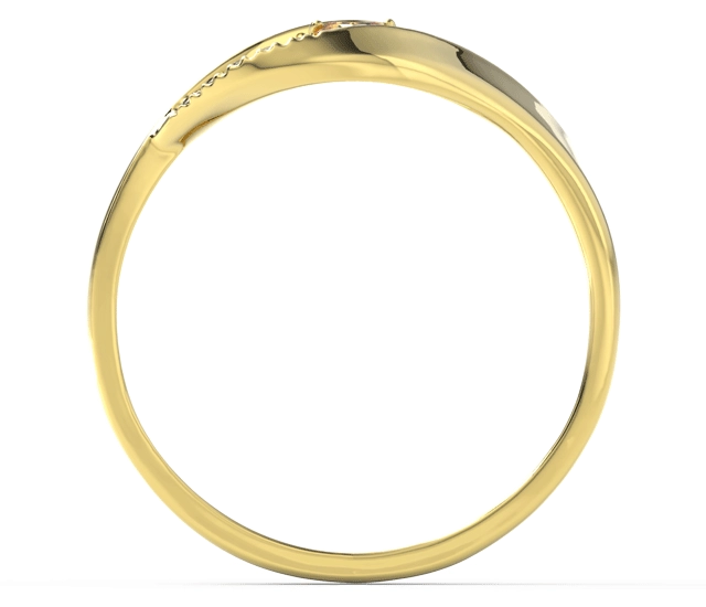 Pierścionek z żółtego złota z topazem Swarovski miodowym i brylantami BP-70Z
