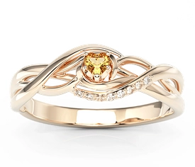 Pierścionek z różowego złota z topazem Swarovski i brylantami BP-73P