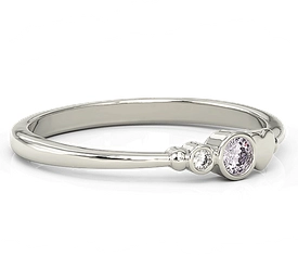 Pierścionek z białego złota z cyrkoniami lavendową i białą Swarovski BP-6809B-C