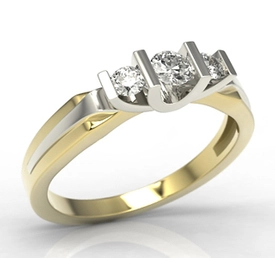 Pierścionek zaręczynowy z żółtego i białego złota z brylantami LP-8224ZB