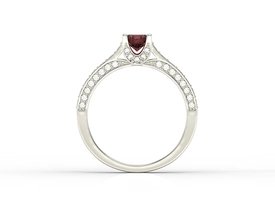 Pierścionek z białego złota z granatem i brylantami 0,42 ct wzór LP-50B
