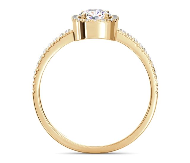 Pierścionek z żółtego złota z białym topazem Swarovski i cyrkoniami BP-52Z-C