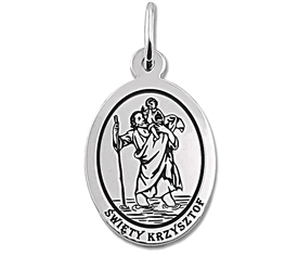 Medalik srebrny z wizerunkiem Św. Krzysztofa