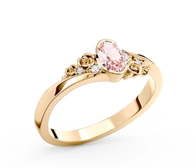 Pierścionek z żółtego złota AP-39Z z morganitem i diamentami 0,03 ct