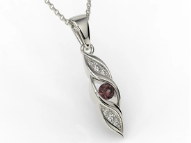 Wisiorek z białego złota z granatem i diamentami APW-51B