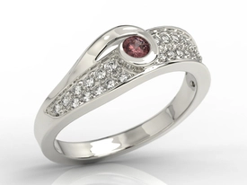 Pierścionek z brylantami i granatem JP-53B