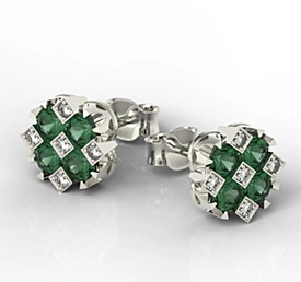 Kolczyki z białego złota ze szmaragdami i diamentami JPK-56B-SZT