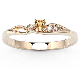 Pierścionek z różowego złota z topazem Swarovski Honey i brylantami BP-81P