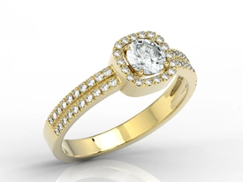 Pierścionek z żółtego złota z białym szafirem i diamentami BP-52Z