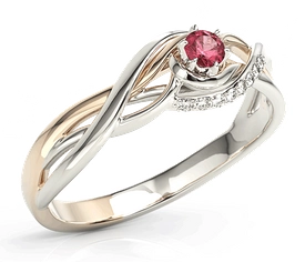 Pierścionek z białego i różowego złota z rubinem i brylantami BP-71BP-RUB/D