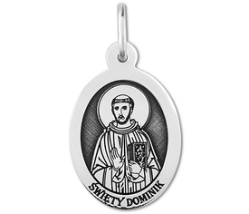 Medalik srebrny z wizerunkiem Św. Dominika