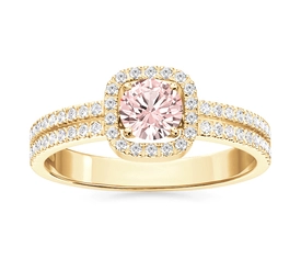 Pierścionek z żółtego złota z morganitem i diamentami BP-52Z